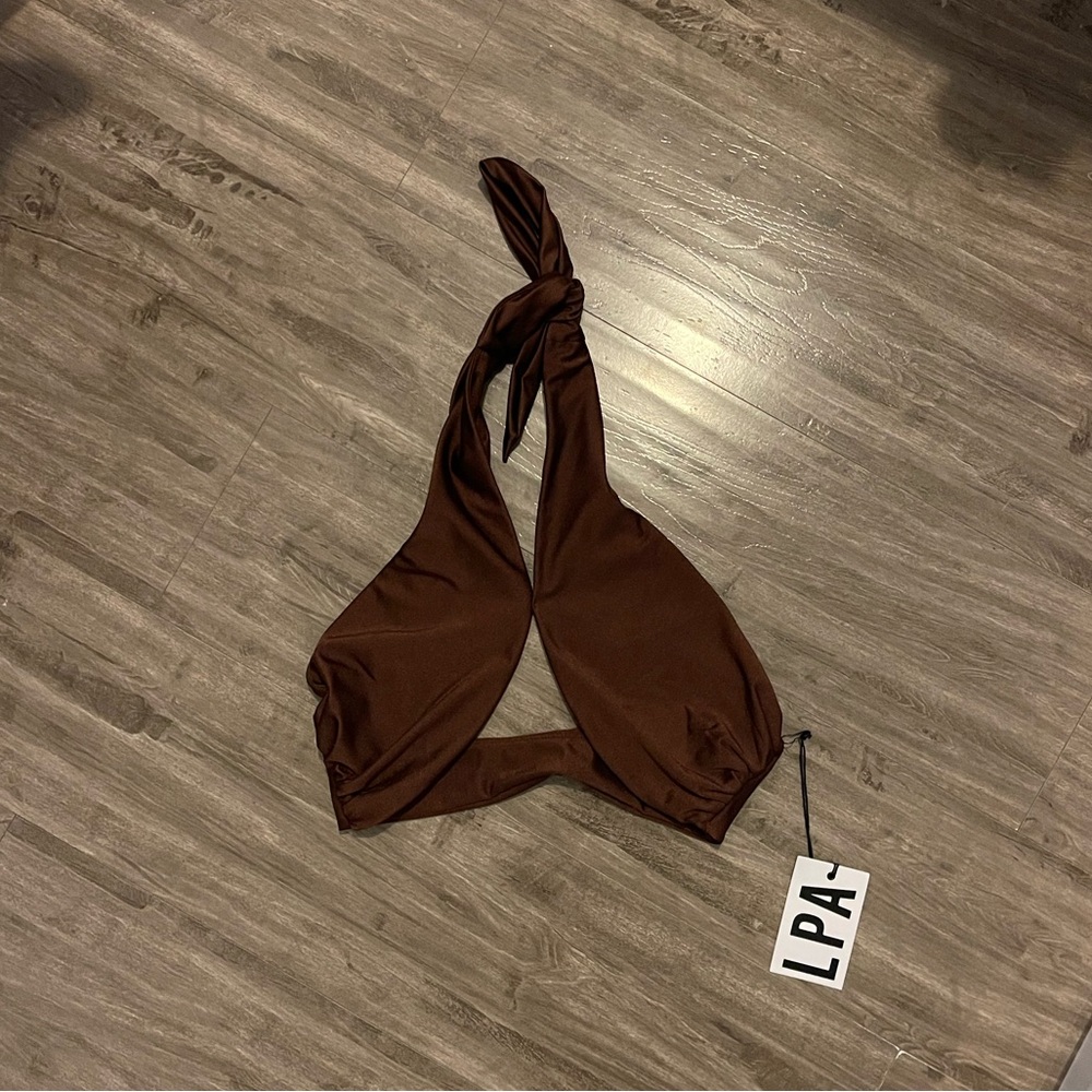 LPA BROWN HALTER TOP